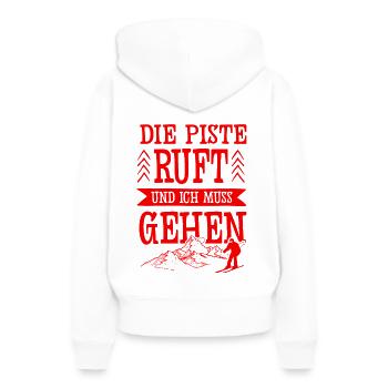 Die Piste Ruft - Frauen Premium Bio Hoodie - Weiß - Hinten - Julia (174cm)