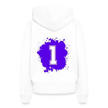 1 nombre d’objets blob - Sweat à capuche Premium bio Femme - blanc - Dos - Julia (174cm)