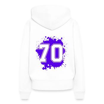 70 Nombre d’objets blob - Sweat à capuche Premium bio Femme - blanc - Dos - Julia (174cm)