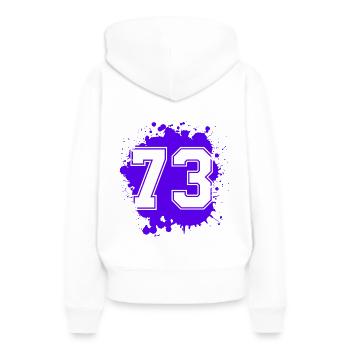 73 Nombre d’objets blob - Sweat à capuche Premium bio Femme - blanc - Dos - Julia (174cm)