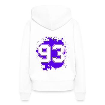 93 Nombre d’objets blob - Sweat à capuche Premium bio Femme - blanc - Dos - Julia (174cm)