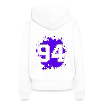 94 Nombre d’objets blob - Sweat à capuche Premium bio Femme - blanc - Dos - Julia (174cm)