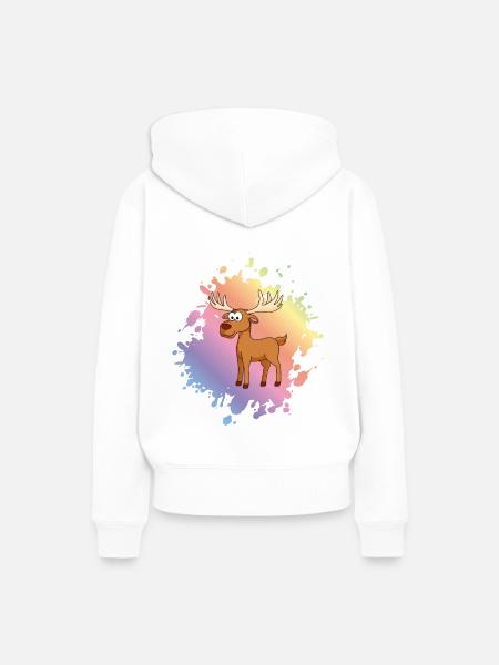 Elch Comic Tier - Frauen Premium Bio Hoodie - Weiß