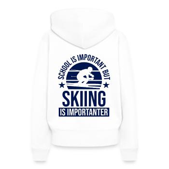 École importante Ski plus important - Sweat à capuche Premium bio Femme - blanc - Dos - Julia (174cm)