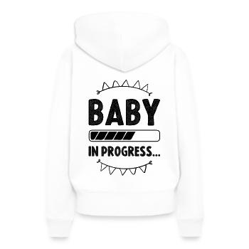 baby in prozess - Frauen Premium Bio Hoodie - Weiß - Hinten - Julia (174cm)