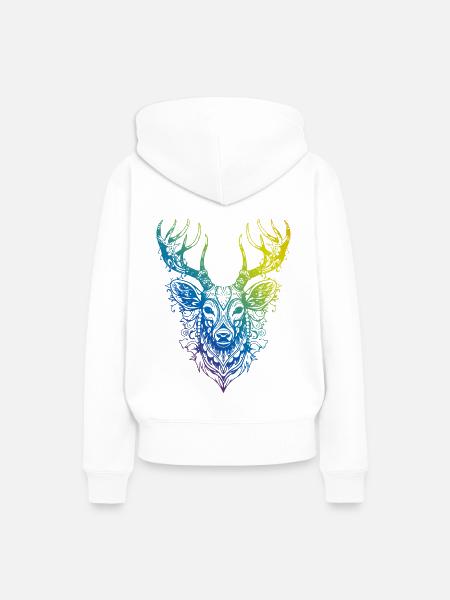 Hirsch Mandala Boho - Frauen Premium Bio Hoodie - Weiß