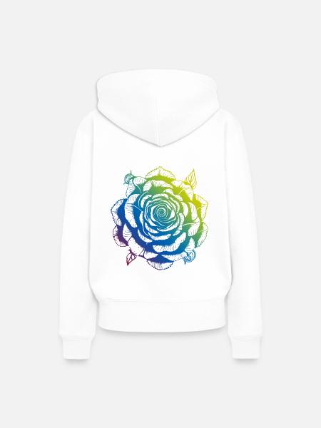 Rose Mandala Boho - Frauen Premium Bio Hoodie - Weiß