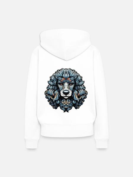 Pudel Hund Portrait - Frauen Premium Bio Hoodie - Weiß