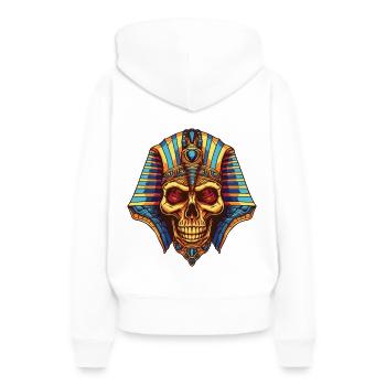 Crâne de pharaon - Sweat à capuche Premium bio Femme - blanc - Dos - Julia (174cm)