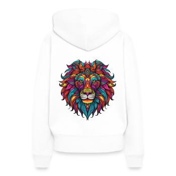 Löwe Portrait - Frauen Premium Bio Hoodie - Weiß - Hinten - Julia (174cm)