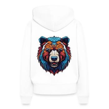 Bär Portrait - Frauen Premium Bio Hoodie - Weiß - Hinten - Julia (174cm)