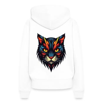 Katze Portrait - Frauen Premium Bio Hoodie - Weiß - Hinten - Julia (174cm)