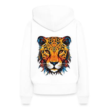 Gepard Portrait - Frauen Premium Bio Hoodie - Weiß - Hinten - Julia (174cm)