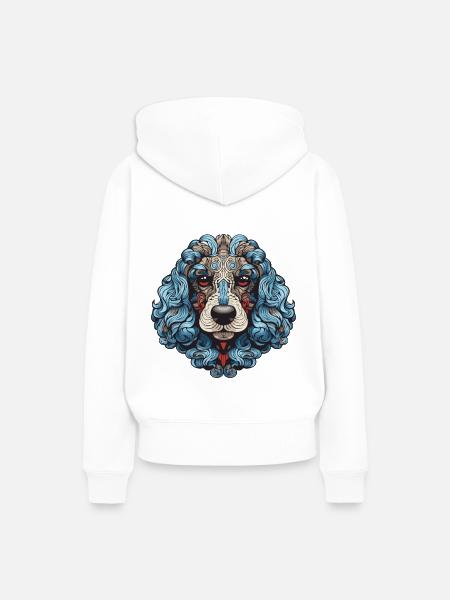 Pudel Hund Portrait - Frauen Premium Bio Hoodie - Weiß