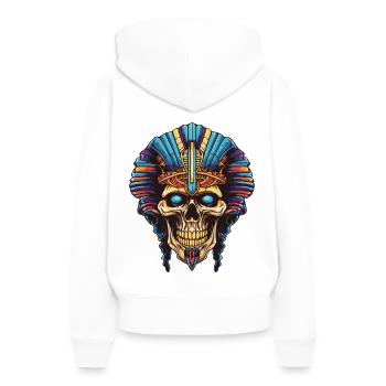 Crâne de pharaon - Sweat à capuche Premium bio Femme - blanc - Dos - Julia (174cm)