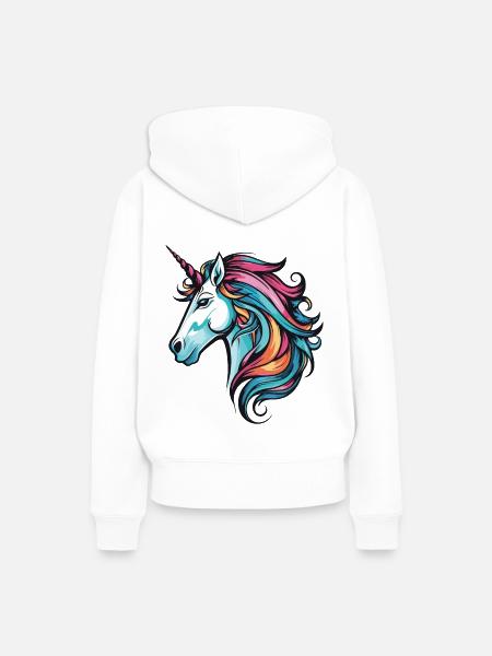 Einhorn Kopf - Frauen Premium Bio Hoodie - Weiß