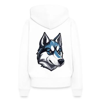 Tête de chien Husky - Sweat à capuche Premium bio Femme - blanc - Dos - Julia (174cm)