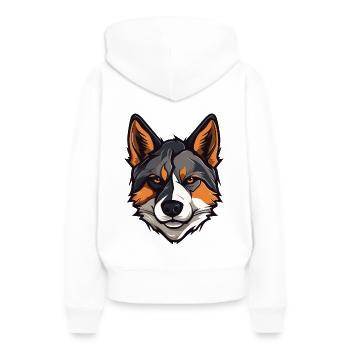 Tête de chien Akita - Sweat à capuche Premium bio Femme - blanc - Dos - Julia (174cm)
