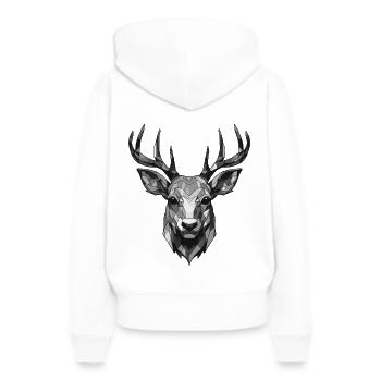 Tête de cerf - Sweat à capuche Premium bio Femme - blanc - Dos - Julia (174cm)
