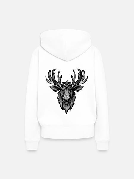 Elch Portrait - Frauen Premium Bio Hoodie - Weiß