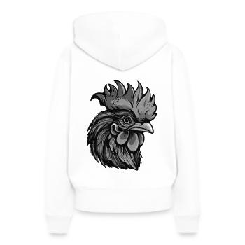 Portrait de coq - Sweat à capuche Premium bio Femme - blanc - Dos - Julia (174cm)