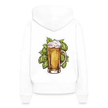 Bierglas Hopfen Malz Bier - Frauen Premium Bio Hoodie - Weiß - Hinten - Julia (174cm)