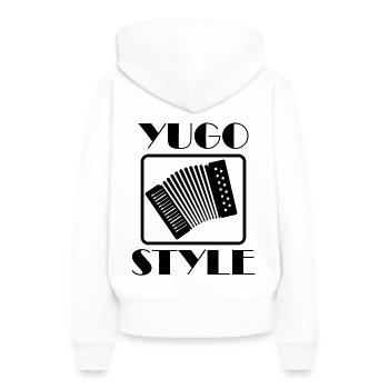 style yugo - Sweat à capuche Premium bio Femme - blanc - Dos - Julia (174cm)