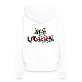 My Queen Partnershirt - Frauen Premium Bio Hoodie - Weiß - Hinten - Julia (174cm)