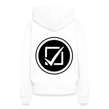 Cochez la case - Sweat à capuche Premium bio Femme - blanc - Dos - Julia (174cm)