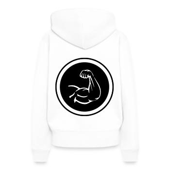 Arm Muskeln Bizeps - Frauen Premium Bio Hoodie - Weiß - Hinten - Julia (174cm)
