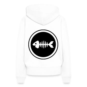 Symbole de poisson Os os - Sweat à capuche Premium bio Femme - blanc - Dos - Julia (174cm)