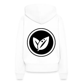 Écologie de la feuille - Sweat à capuche Premium bio Femme - blanc - Dos - Julia (174cm)