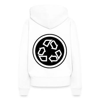 Symbole de recyclage - Sweat à capuche Premium bio Femme - blanc - Dos - Julia (174cm)