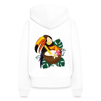 Été toucan avec soleil - Sweat à capuche Premium bio Femme - blanc - Dos - Julia (174cm)