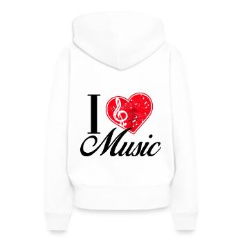 J'aime la musique - Sweat à capuche Premium bio Femme - blanc - Dos - Julia (174cm)