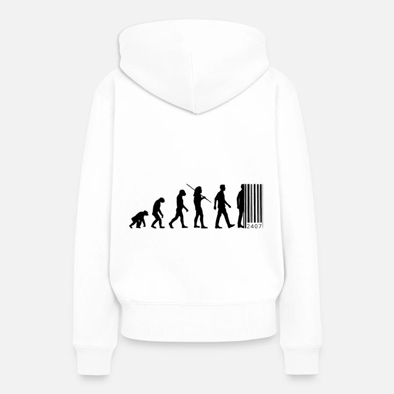 Evolution - code à barres - Sweat à capuche Premium bio Femme - blanc