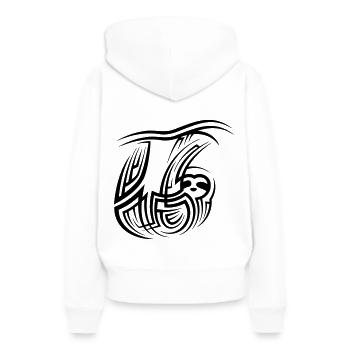 Tatouage tribal paresseux - Sweat à capuche Premium bio Femme - blanc - Dos - Julia (174cm)