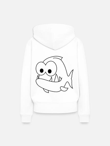 Piranha Comic Tier - Frauen Premium Bio Hoodie - Weiß