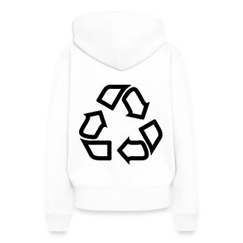 Symbole de recyclage - Sweat à capuche Premium bio Femme - blanc - Dos - Julia (174cm)