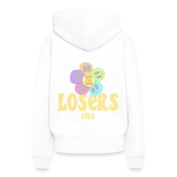 Grunge Teen Vibes - Frauen Premium Bio Hoodie - Weiß - Hinten - Julia (174cm)