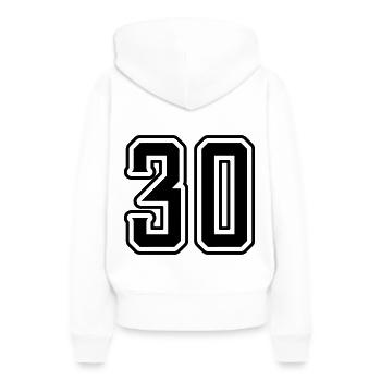 Symbole de 30 chiffres - Sweat à capuche Premium bio Femme - blanc - Dos - Julia (174cm)
