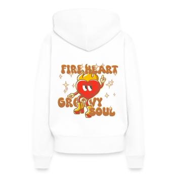 Cœur en feu , âme groovy - Sweat à capuche Premium bio Femme - blanc - Dos - Julia (174cm)