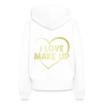 J’adore le maquillage - Sweat à capuche Premium bio Femme - blanc - Dos - Julia (174cm)