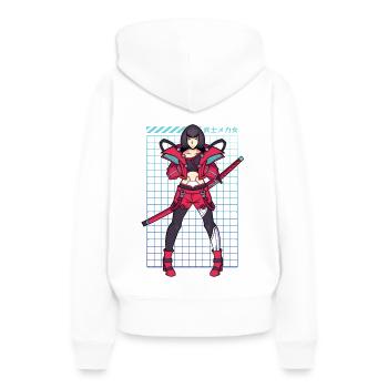 Cypberpunk Katana Girl - Frauen Premium Bio Hoodie - Weiß - Hinten - Julia (174cm)