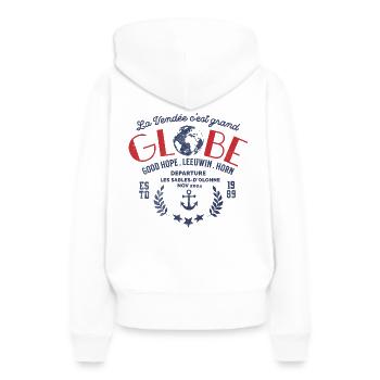 Globe nautische Regatta - Frauen Premium Bio Hoodie - Weiß - Hinten - Julia (174cm)