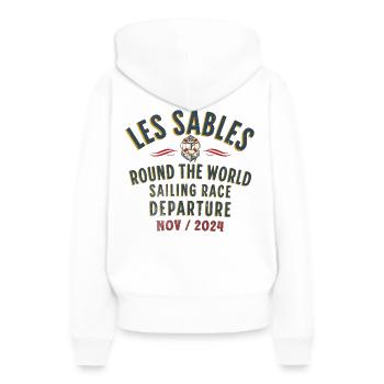 Les Sables Weltsegelregatta blc - Frauen Premium Bio Hoodie - Weiß - Hinten - Julia (174cm)
