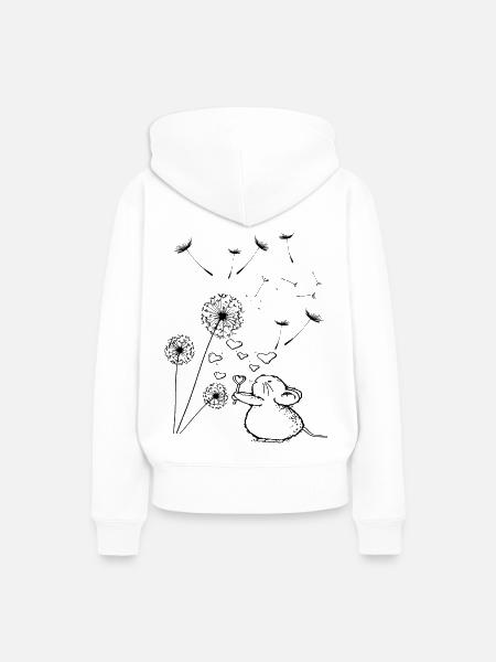 Süßes Mäuschen mit Pusteblume - Frauen Premium Bio Hoodie - Weiß