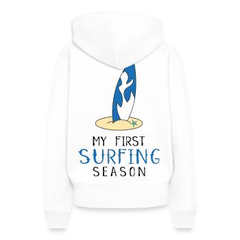 surfeur - Sweat à capuche Premium bio Femme - blanc - Dos - Julia (174cm)