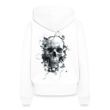 Crâne de percée - Sweat à capuche Premium bio Femme - blanc - Dos - Julia (174cm)