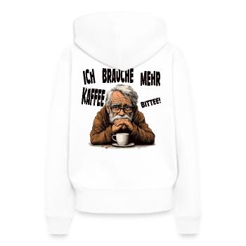 J’ai besoin de plus de café ! - Sweat à capuche Premium bio Femme - blanc - Dos - Julia (174cm)